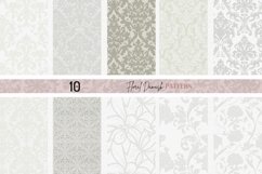 10 White Floral Damask Seamless Digital Paper For Download Product Image 2