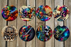 Music &amp; skulls | 8 Halloween Car coaster &amp; key chain designs Product Image 2