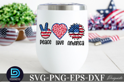 Peace Love America SVG. 4th July Sunflower SVG Product Image 1