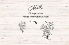 Hand Drawn Peonies Floral Bouquet SVG Product Image 2