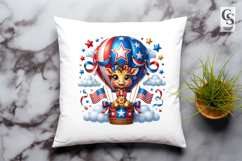 Patriotic Giraffe Hot Air Balloon Independence Day Design Product Image 2