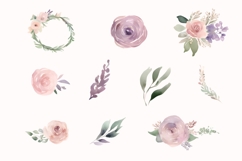 Watercolor Floral Clipart, Botanical Floral Ornament PNG Product Image 2