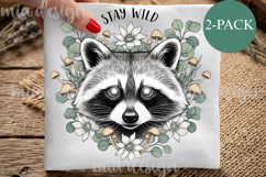 Stay Wild Raccoon PNG, Cottagecore Sublimation Design Product Image 1
