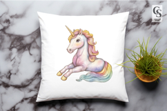 Pastel Unicorn Watercolor Clipart Sublimation PNG Product Image 2
