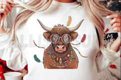 Cute Mardi Gras Highland Cow PNG, Animal Sublimation PNG Product Image 2