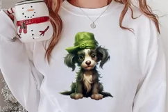 Green Christmas Dog Clipart Sublimation, Christmas Dog PNG Product Image 2