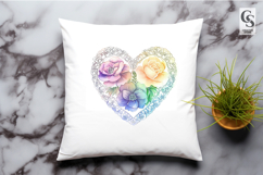 Watercolor Lace Floral Heart Clipart Sublimation PNG Product Image 3