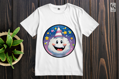 Smiling Moon Face With Stars Clipart Sublimation PNG Product Image 2