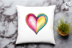 Watercolor Colorful Heart Clipart Sublimation PNG Product Image 3