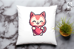 Cute Cat Holding Heart Clipart Sublimation PNG Product Image 3