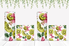 Watercolor Kiwi Tumbler Wrap, Pink Bows Tumbler Design Product Image 2