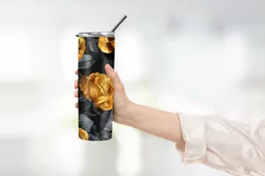 Black and golden roses watercolor tumbler wrap sublimation Product Image 2
