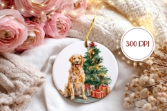 Christmas Dog Round Ornament, Winter Ornament PNG Product Image 2
