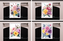 Watercolor Flowers Towel Template, Peony Kitchen Towel Product Image 2