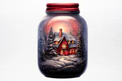 Christmas in Jar Watercolor Clipart PNG Product Image 2