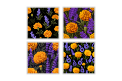 Marigold &amp; Lavender Flower Digital Paper | Flower Pattern Product Image 2