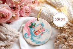 Vintage Santa Claus Ornament PNG, Christmas Round Ornament Product Image 2