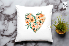 Peach Floral Heart Illustration Clipart Sublimation PNG Product Image 3