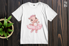 Cute Hippo Ballerina in Pink Tutu Clipart Sublimation PNG Product Image 2
