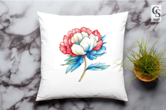 Patriotic Peony Flower Clipart PNG Product Image 2