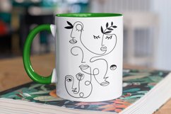Abstract One Line Faces with Plants, Abstract Face Art Product Image 2