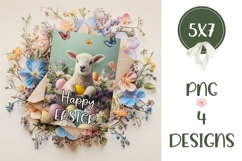Happy Easter Card Printable, Easter Lamb Card, Lamb PNG Product Image 2