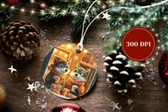 Cartoon Winter Wolf Ornament PNG, Christmas Ornament Design Product Image 2