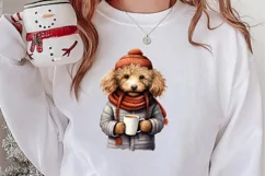 Christmas Dog And Coffee Clipart, Christmas Clipart Product Image 2