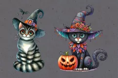 Watercolor Halloween Spooky Cat PNG sublimation Product Image 4