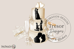 Elegant Wedding Cake PNG Bride Groom Love Clipart Design Product Image 3