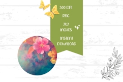 Floral Earrings Design, Pink Flowers Round Earrings Product Image 2