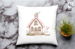 Cute Bunny Cottage House Clipart Sublimation PNG Product Image 2