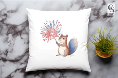 Patriotic Squirrel Fireworks Clipart PNG Product Image 2