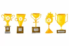 golden sport award cups in cartoon style Product Image 2