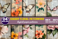 Shabby Floral Patchwork Collage Paper Bundle PNG Product Image 3