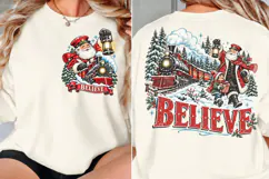 Believe Santa Train Front Back PNG, Christmas Train Chest Ba Product Image 2