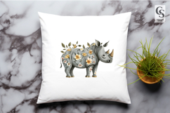 Floral Rhino Watercolor Illustration Clipart Sublimation PNG Product Image 2