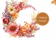 Flowers Tumbler Wrap Template, Flowers Wreath Sublimation Product Image 2