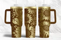 40oz Tumbler laser svg wrap| Floral Sunflowers pattern Product Image 3