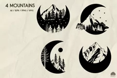 4 Mountain silhouettes SVG PNG EPS Product Image 2