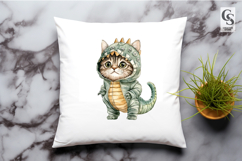 Watercolor Cute Dinosaur Cat Clipart Sublimation PNG Product Image 2