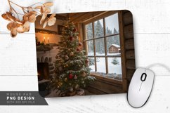 Rustic Christmas Cabin Handmade Tree Ornaments Mouse Pad PNG Product Image 1
