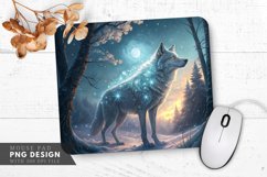 Spectral Wolf in Glowing Forest Mouse Pad PNG Design Product Image 1