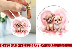 Dog Valentine&#039;s Day Keychain Sublimation PNG Design Product Image 1