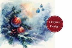 Watercolor Christmas Tumbler Design, Christmas Tree Tumbler Product Image 2