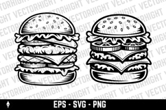 Vector icon of a tall stacked double or triple cheeseburger Product Image 2