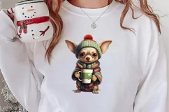 Christmas Dog And Coffee Clipart, Christmas Clipart Product Image 2