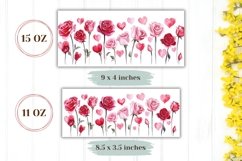 Watercolor Flowers Mug Design, Watercolor Hearts Mug Wrap Product Image 2