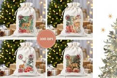 Vintage Winter Deer Santa Sack Designs, Christmas Gift Bag Product Image 2