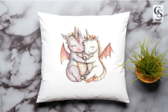 Cute Unicorn Dragon Cuddle Clipart Sublimation PNG Product Image 2